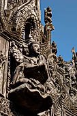 Myanmar - Mandalay, Shwenandaw Kyaung (the Golden Palace) a wonderful example of the Burmese unique teak architecture and wood-carving art. 